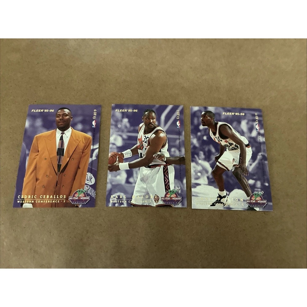 95-96 Fleer All Star‎ Insert 3 Card Lot Payton Malone Ceballos Barros Hill Baker